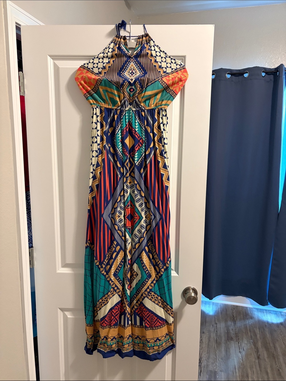 Flying Tomato Multicolor Geometric Halter Maxi Dress